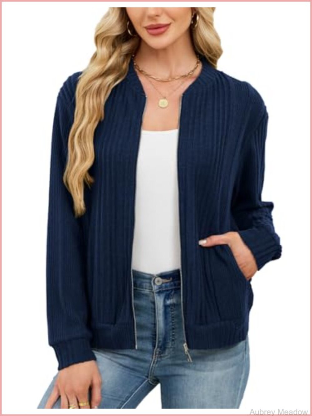 Full Zip Up Cardigan Sweater Lightweight Long Sleeve with Pockets